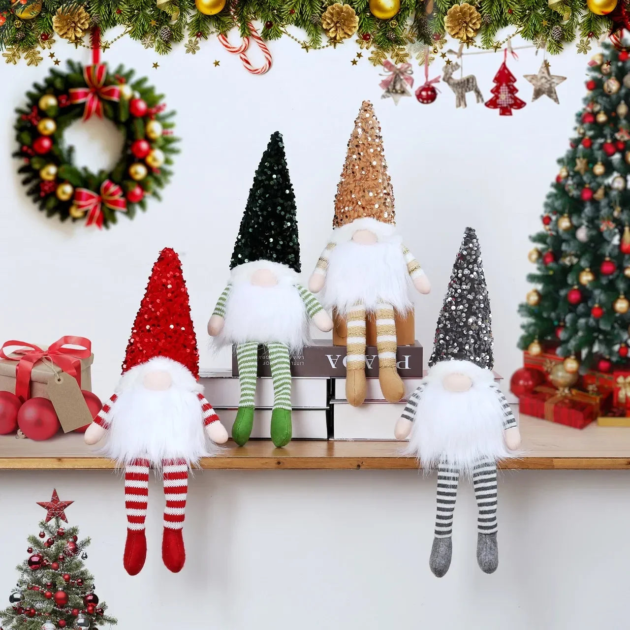 "1-4pcs LED Knitted Gnome Christmas Dolls – Festive Elf Night Light Decorations for Home & Holiday Gifts 2024-2025!"