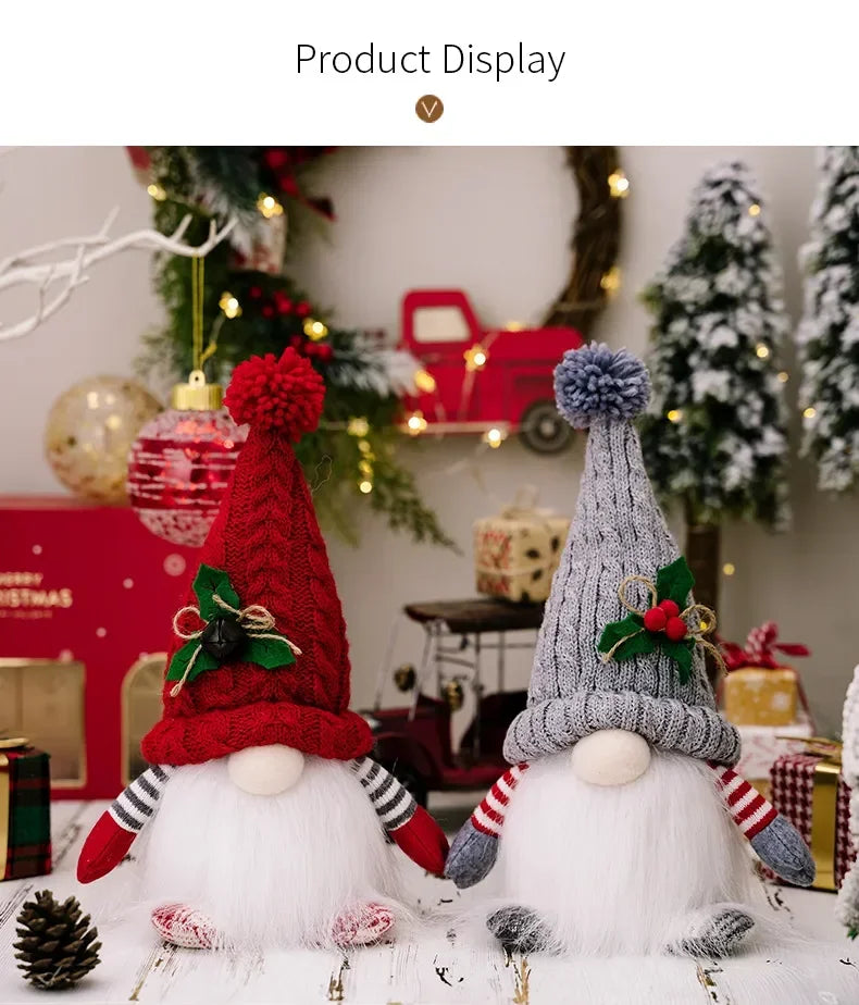 "1-4pcs LED Knitted Gnome Christmas Dolls – Festive Elf Night Light Decorations for Home & Holiday Gifts 2024-2025!"