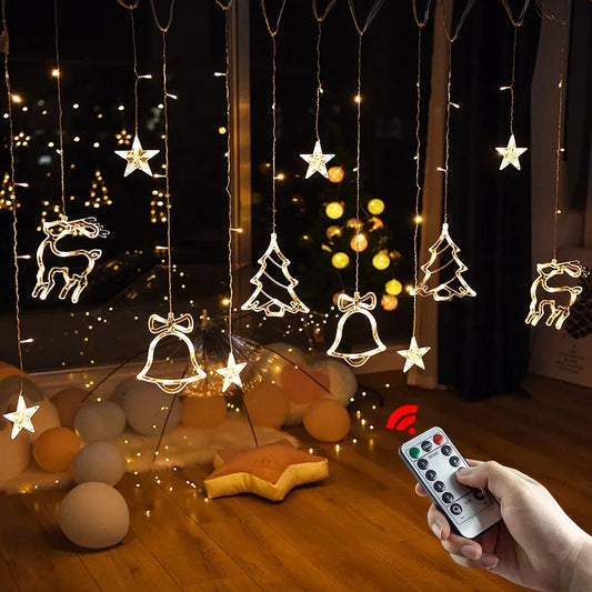 "LED Christmas String Garland Curtain Lights – Festive Decor for Home, Tree, Weddings & New Year 2025!"