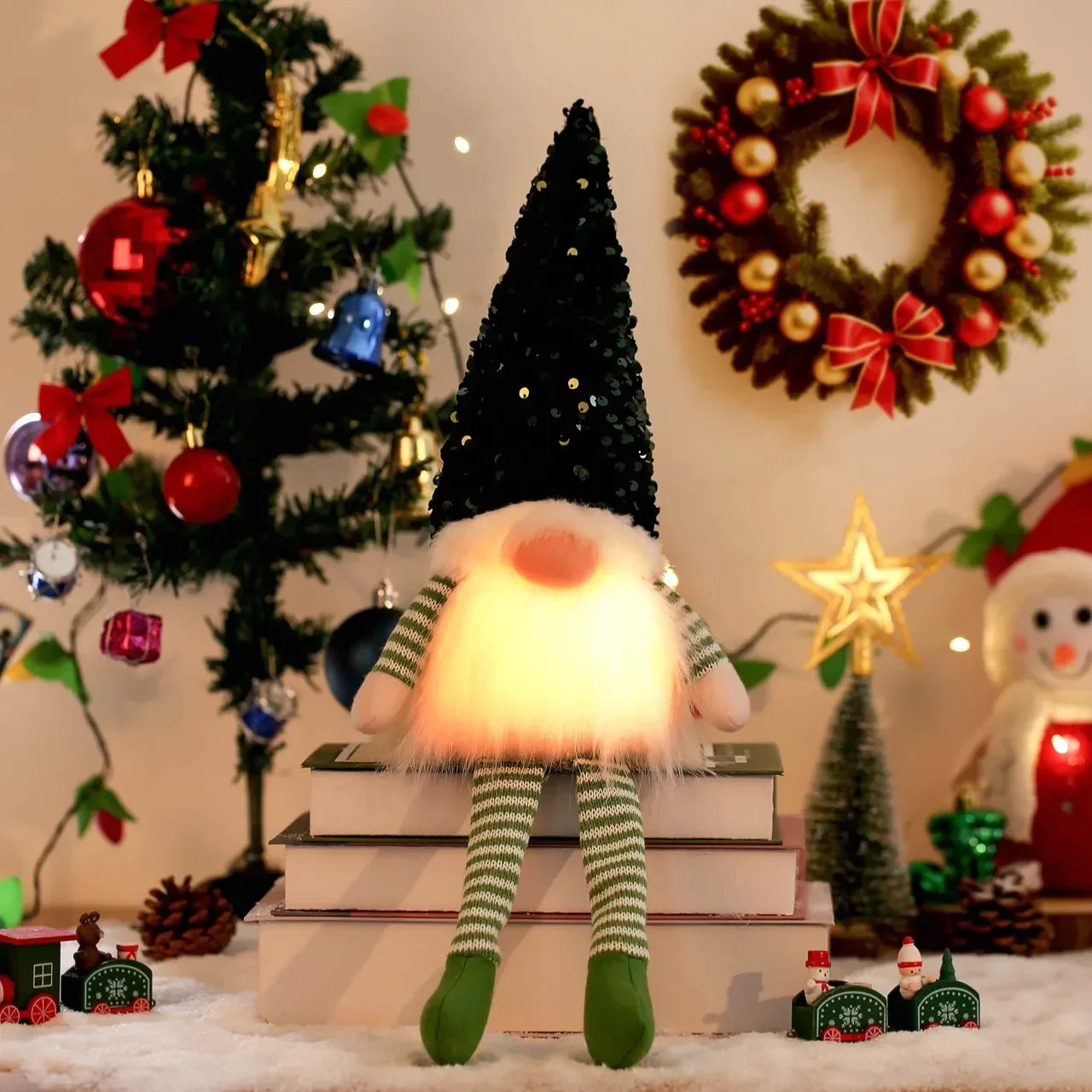 "1-4pcs LED Knitted Gnome Christmas Dolls – Festive Elf Night Light Decorations for Home & Holiday Gifts 2024-2025!"