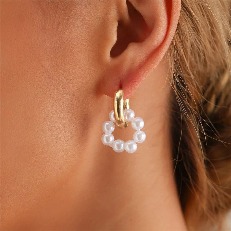 Asymmetric Square Crystal Hoop Earrings - Silver Street Style Elegance