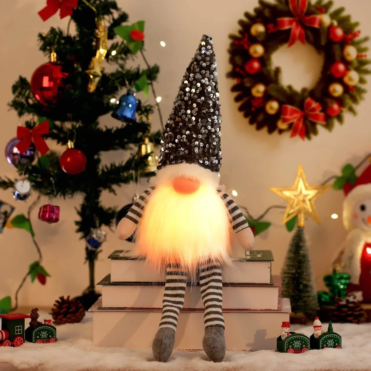 "1-4pcs LED Knitted Gnome Christmas Dolls – Festive Elf Night Light Decorations for Home & Holiday Gifts 2024-2025!"